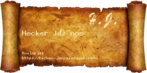 Hecker János névjegykártya